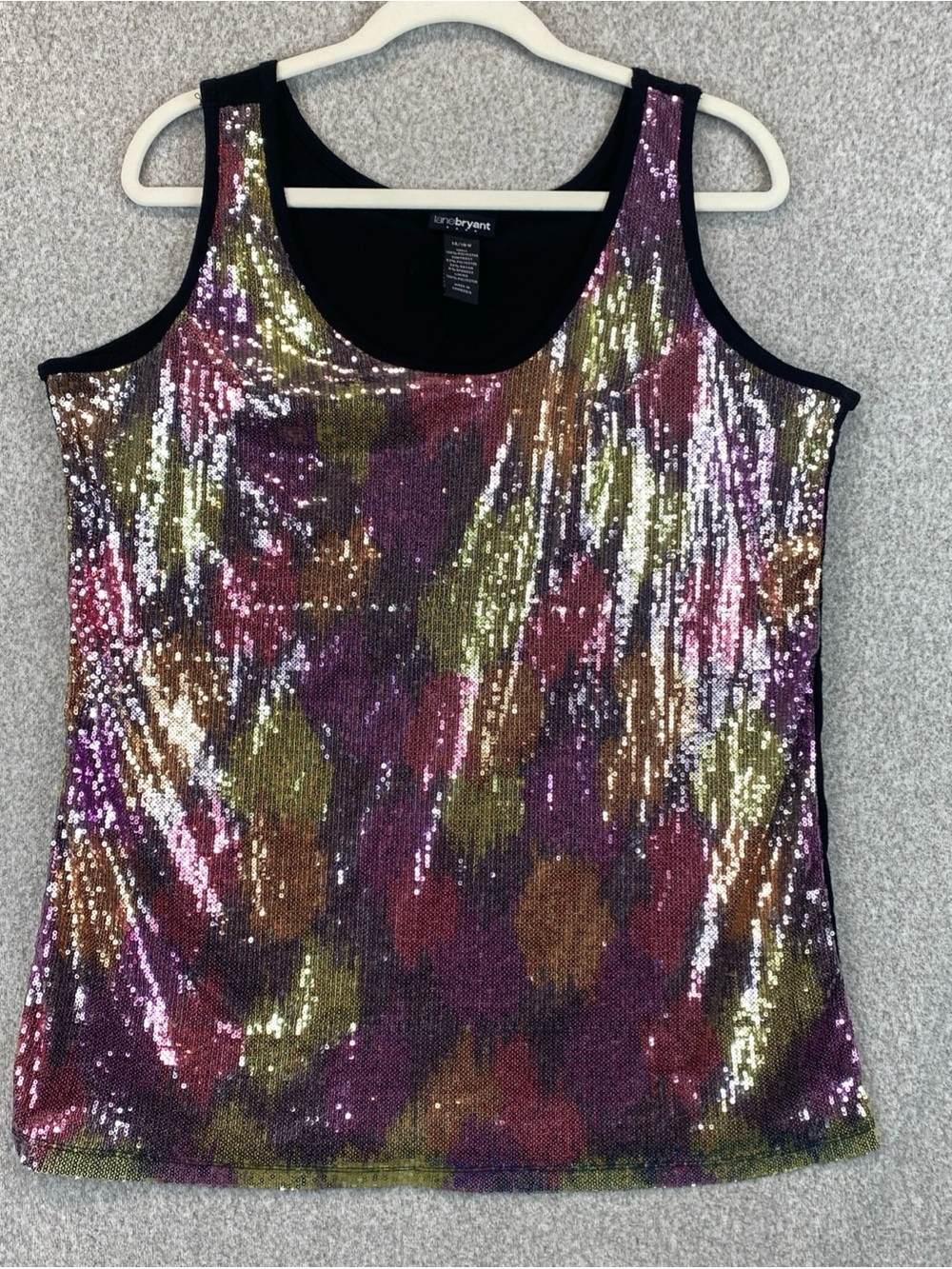 Lane Bryant Rainbow Sequin Tank Top Size 14/16 colorful fun sparkle